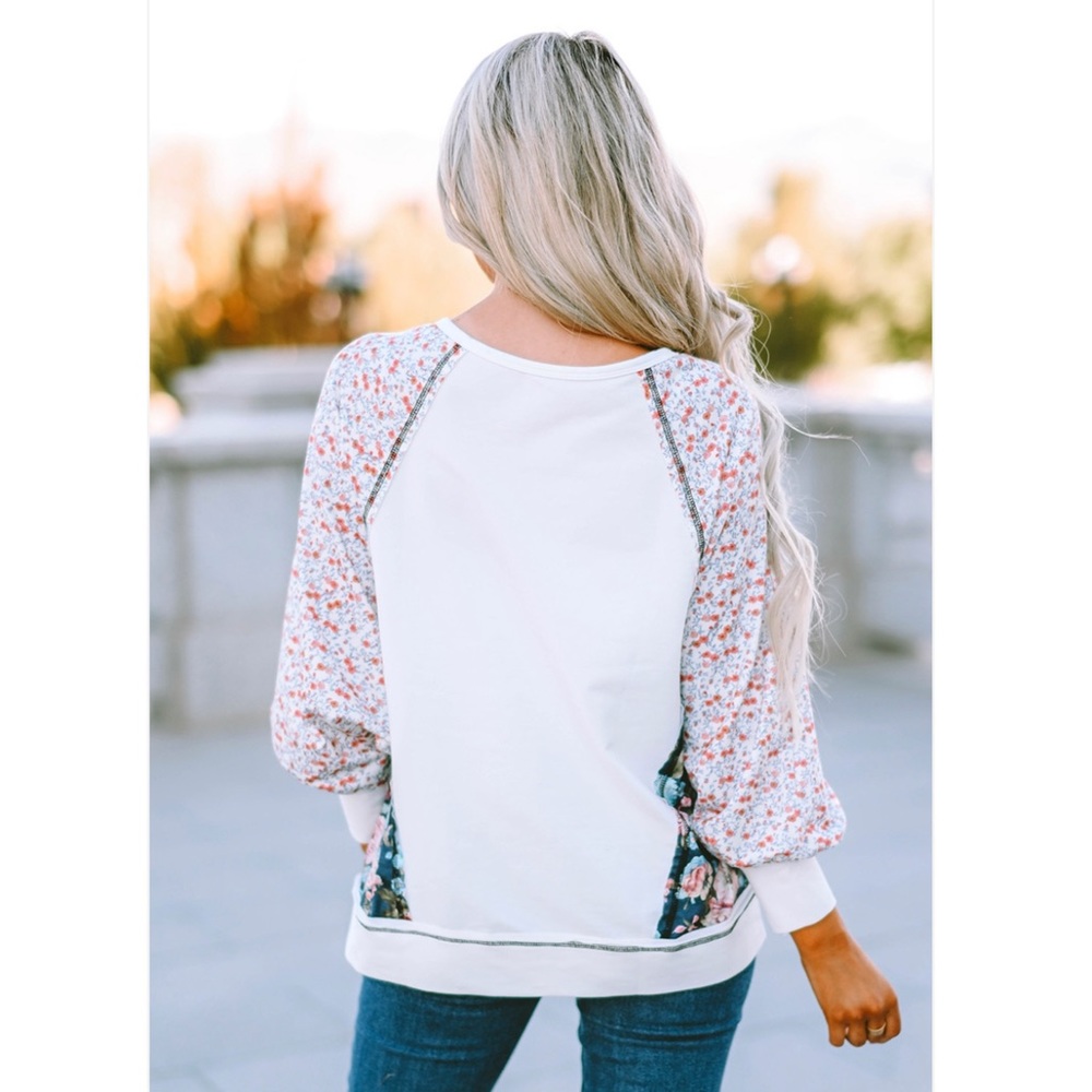 Dolman Sleeve Floral  Patchwork Top - Picture 3 of 4